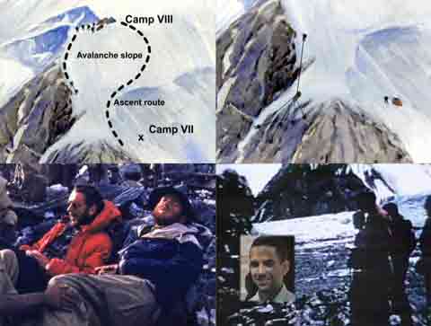 
1953 K2 American Expedition - Dee Molenaar illustrations Showing Descent from Camp 8 to Camp 7 And the Famous Belay By Pete Schoening, Exhausted Bab Bates And Charlie Houston after descending to base camp, Art Gilkey Menorial - Brotherhood of the Rope DVD
